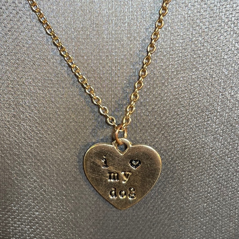 I love My Dog Gold Tone Pendant Animal Lover Simplistic Minimalistic Necklace